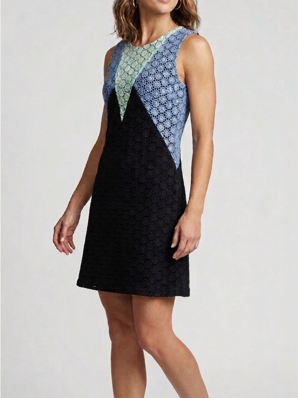 Hunter Bell New York Lace Colorblock Mini Dress Size 2 Made in NYC-100% Cotton